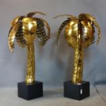 A large pair of Maison Jansen style gilt metal palm trees, H.109cm