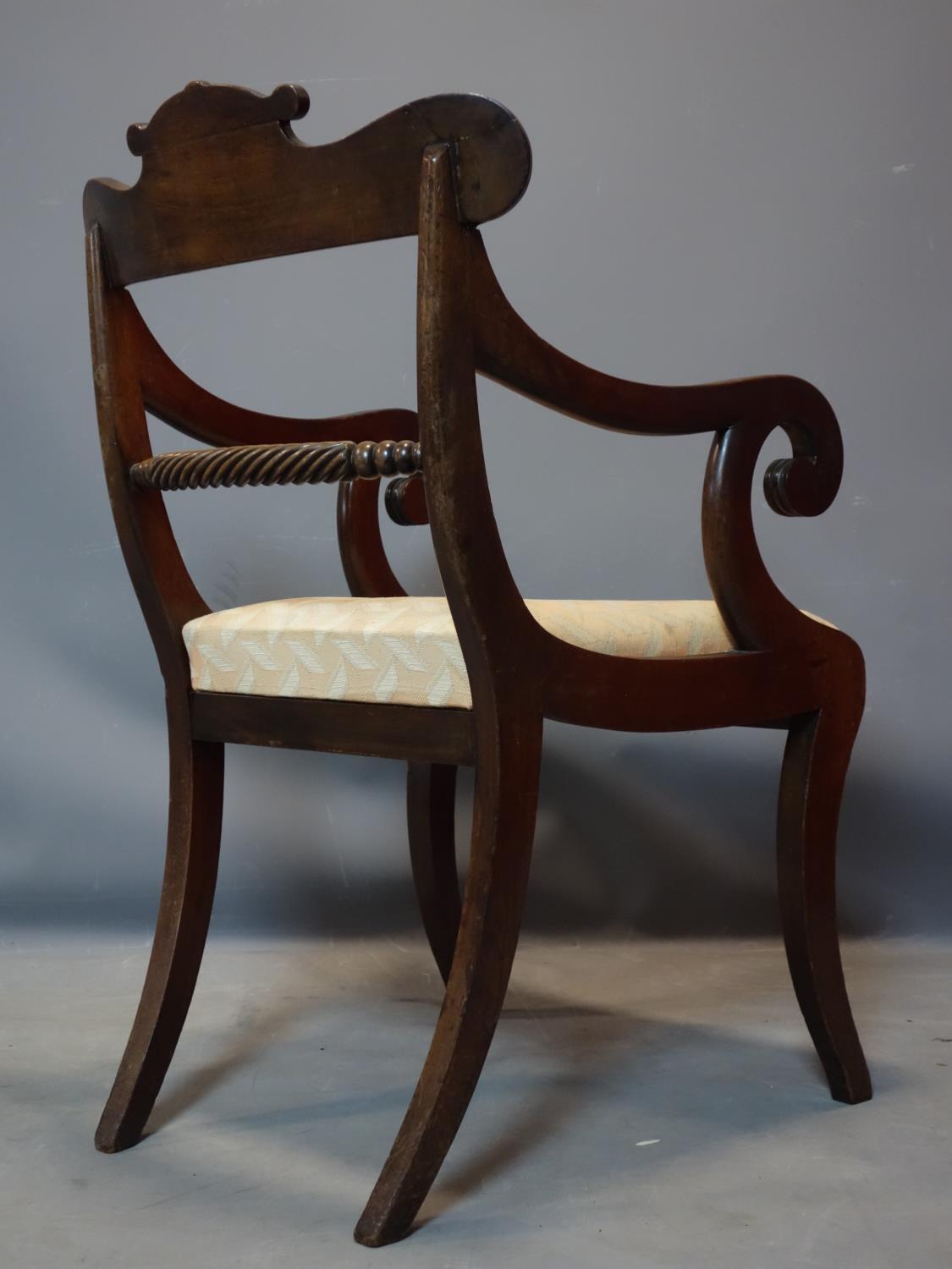 A harlequin set of 8 mahogany dining chairs, to include 3 Regency period and 5 Regency style - Image 7 of 7
