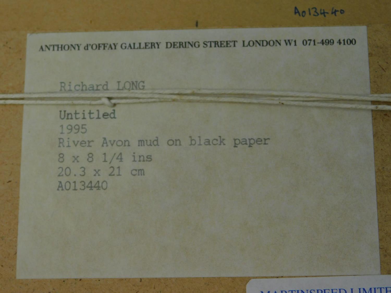 Sir Richard Julian Long, CBE, RA (British, b.1945), Untitled, River Avon mud on black paper, 20.3 - Image 3 of 4