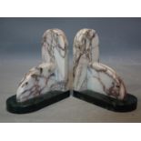 A pair of vintage marble bookends, H.17 W.16 D.9cm