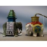 Two 20th century ceramic elephant lamps, one stamped 'Aroma, Germany', the other 'Aepozon'