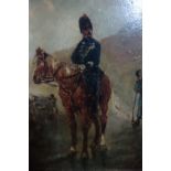 Attributed to Charles Rochussen (1814-1894), Soldier on Horseback, oil on panel, unsigned, 19 x 13.