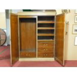 A late 19th / early 20th century painted mahogany wardrobe, two doors enclosing four sliding