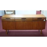 A 20th century Danish teak sideboard, stamped made in Denmark, H.77 W.169 D.46cm