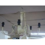 A white painted 5 branch chandelier, H.33cm