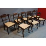 A harlequin set of 8 mahogany dining chairs, to include 3 Regency period and 5 Regency style