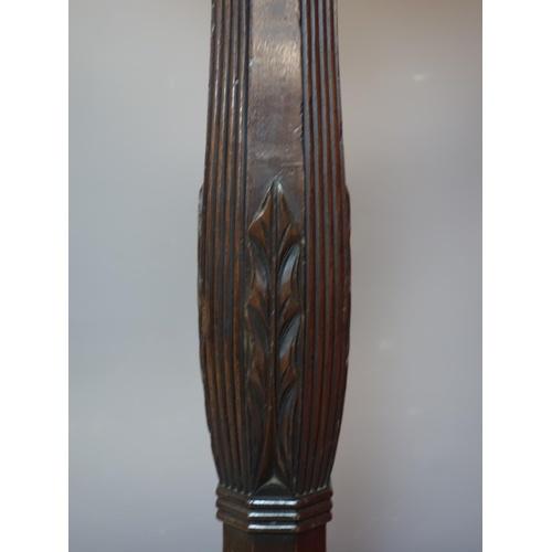 A Regency style mahogany standard lamp, with reeded and floral support on ball and claw feet, H. - Image 3 of 3