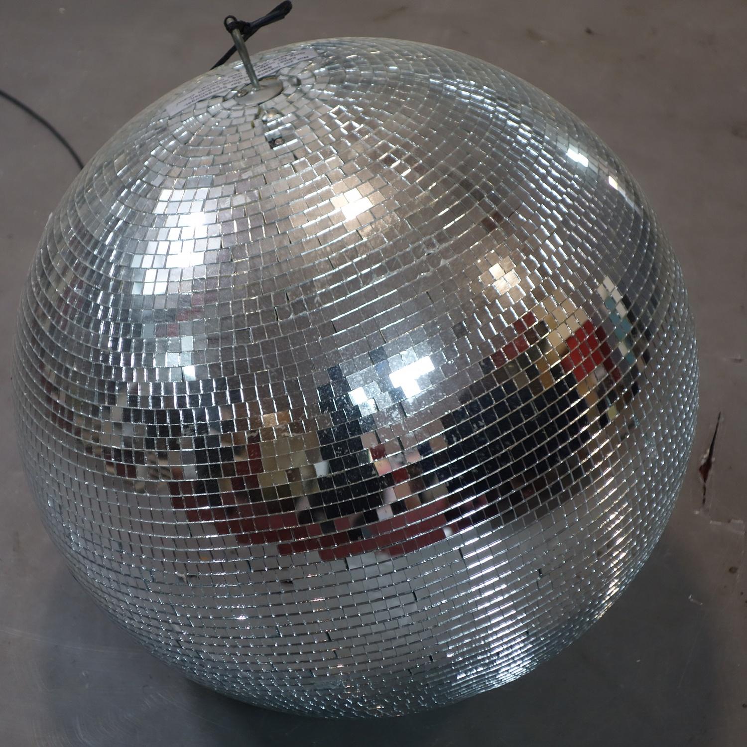 A mirrored glass disco ball, H.38cm