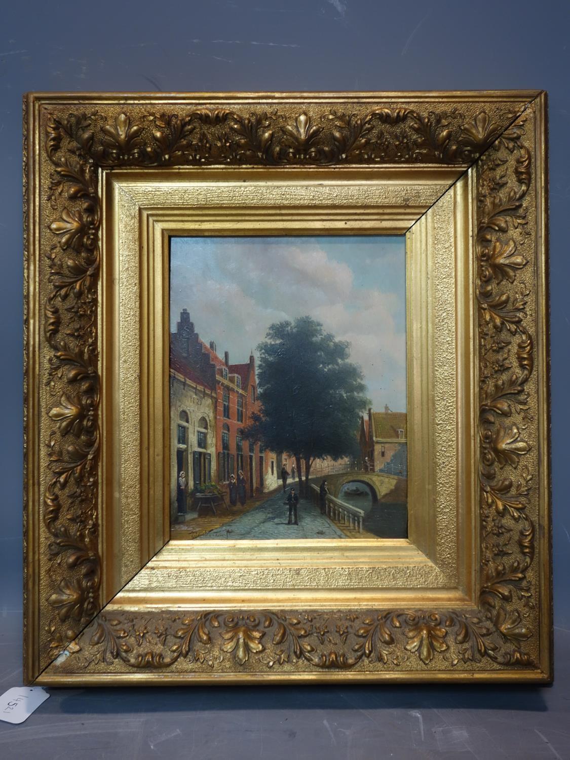 Attributed to Petrus Gerardus Vertin (1819-1893), Amsterdam canal scene, oil on panel, signed - Image 2 of 4