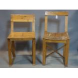 A pair of 20th century bent pine chairs, possible prototypes, dated 1980 in pencil