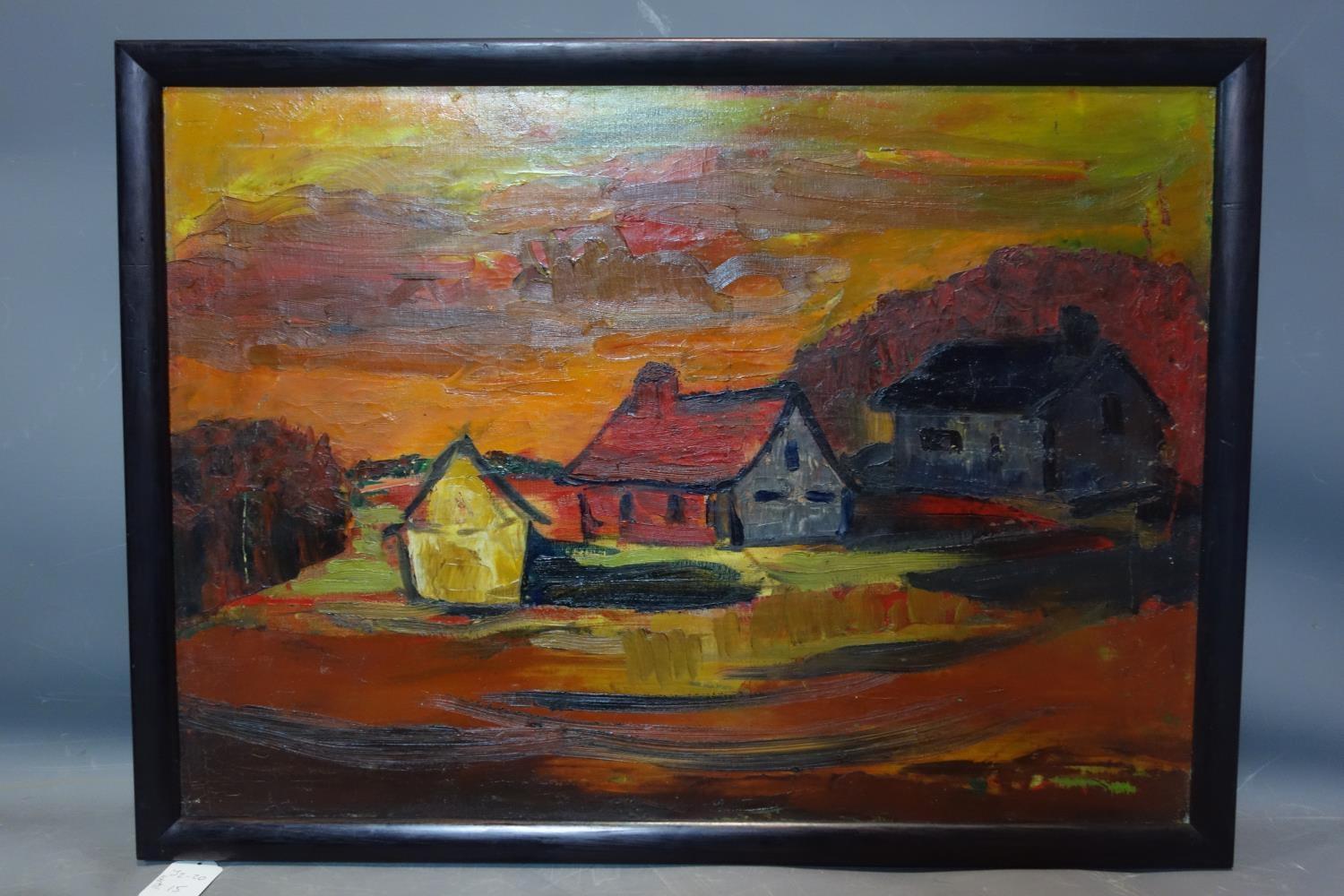 20th century Continental school, Impressionist houses, oil on canvas, 50 x 70cm - Image 2 of 2