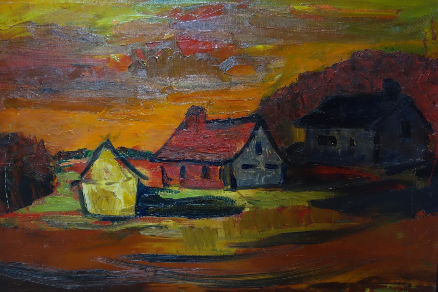 20th century Continental school, Impressionist houses, oil on canvas, 50 x 70cm