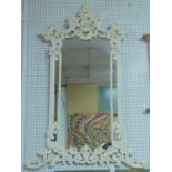 A large Rococo style white painted mirror, 146 x 98cm