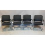 A set of 4 Interstuhl chrome armchairs
