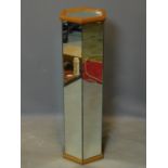 A mirrored hexagonal cross section jardiniere stand. one panel broken. H - 92cm