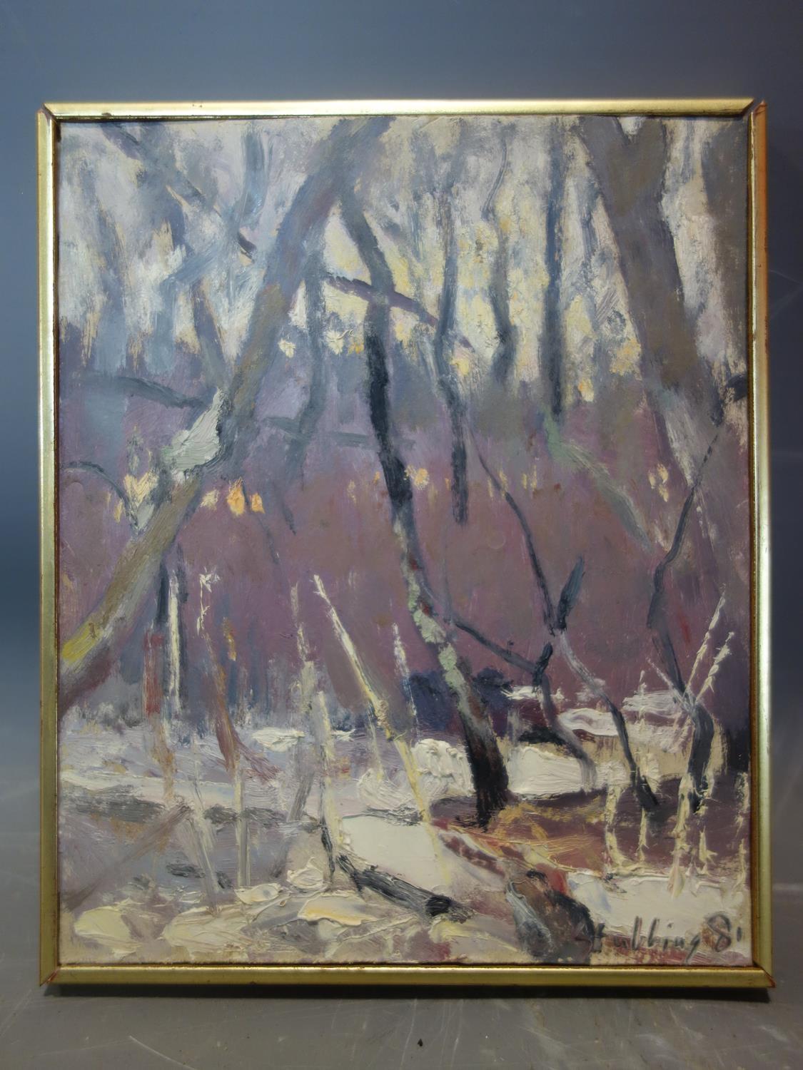 Newton Haydn 'Tony' Stubbing (British, 1921-1983), Woodland, oil on board, signed and dated '81 to - Image 2 of 4