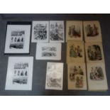 A collection of French hand-coloured fashion prints, largest 40 x 27cm, together with proofs