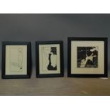 After Aubrey Beardsley, three vintage prints, to include 'Ave Atque Vale', 13.5 x 8.5cm; 'Atalanta',