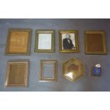 A collection of Khatam marquetry frames, largest 38 x 32cm