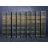 Nine of twenty four volumes of the Works of sir Walter Scott, published by Macmillan & co 1901