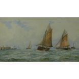George Stanfield Walters (British, 1838-1924), Fishing boats at sea, watercolour, signed lower left,