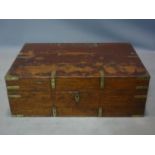 A 19th century brass bound oak campaign box, H.21 W.61 D.41cm
