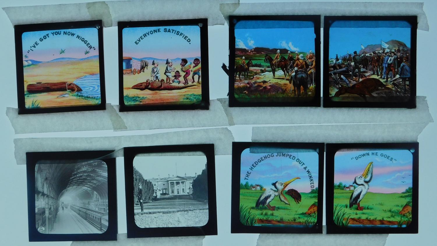 A collection of Victorian lantern slides (approx 130) to include places of interest, Boer war, occup