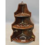 A set of mahogany pharmacy corner shelves H 49cm