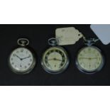 A collection of three Ingersoll stainless steel pocket watches