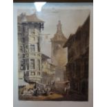 A 19th century framed and glazed watercolour, Continental street scene 18 x 22cm