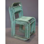 A set of six metal stacking chairs, H.82cm