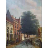 Attributed to Petrus Gerardus Vertin (1819-1893), Amsterdam canal scene, oil on panel, signed