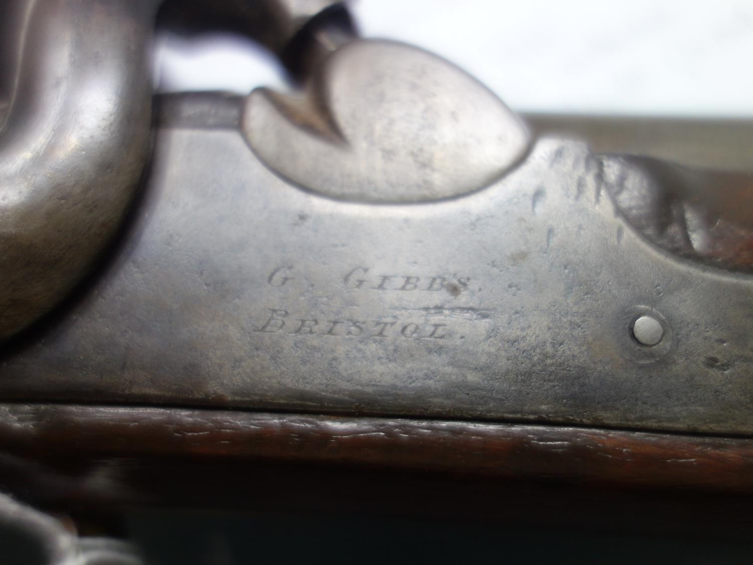 An antique George Gibbs flint lock mahogany gun - Image 9 of 10