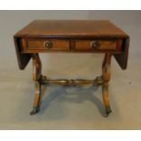 A Regency style mahogany drop flap miniature sofa table. H.55 W.94 D.42cm