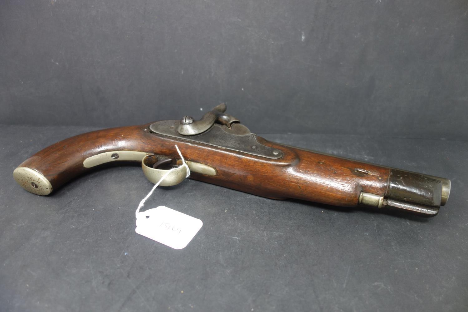 An antique George Gibbs flint lock mahogany gun - Image 8 of 10