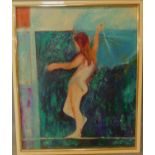 A large framed oil on board, unsigned. H.86 W.70cm