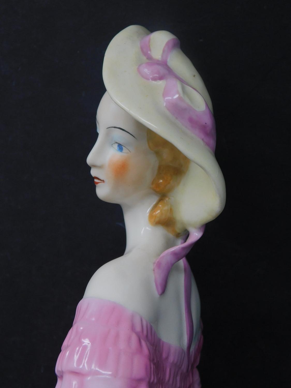 A Catherine Barjansky ceramic model of a lady with a bouquet of flowers, for Boch Frères Keramis, - Image 5 of 8