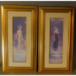 A pair of framed and glazed prints, Victorian ladies. H.91 W.47cm