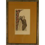 A signed framed and glazed etching, Groppi Salon du The, Cairo. signed Jones '78. H.52 W.38cm