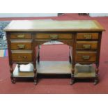 A late Victorian walnut writing desk with inset tooled leather top 120 x 77cm