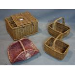 Four vintage wicker baskets