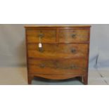 A George III mahogany bow fronted chest of drawers, H.86 W.90 D.52cm