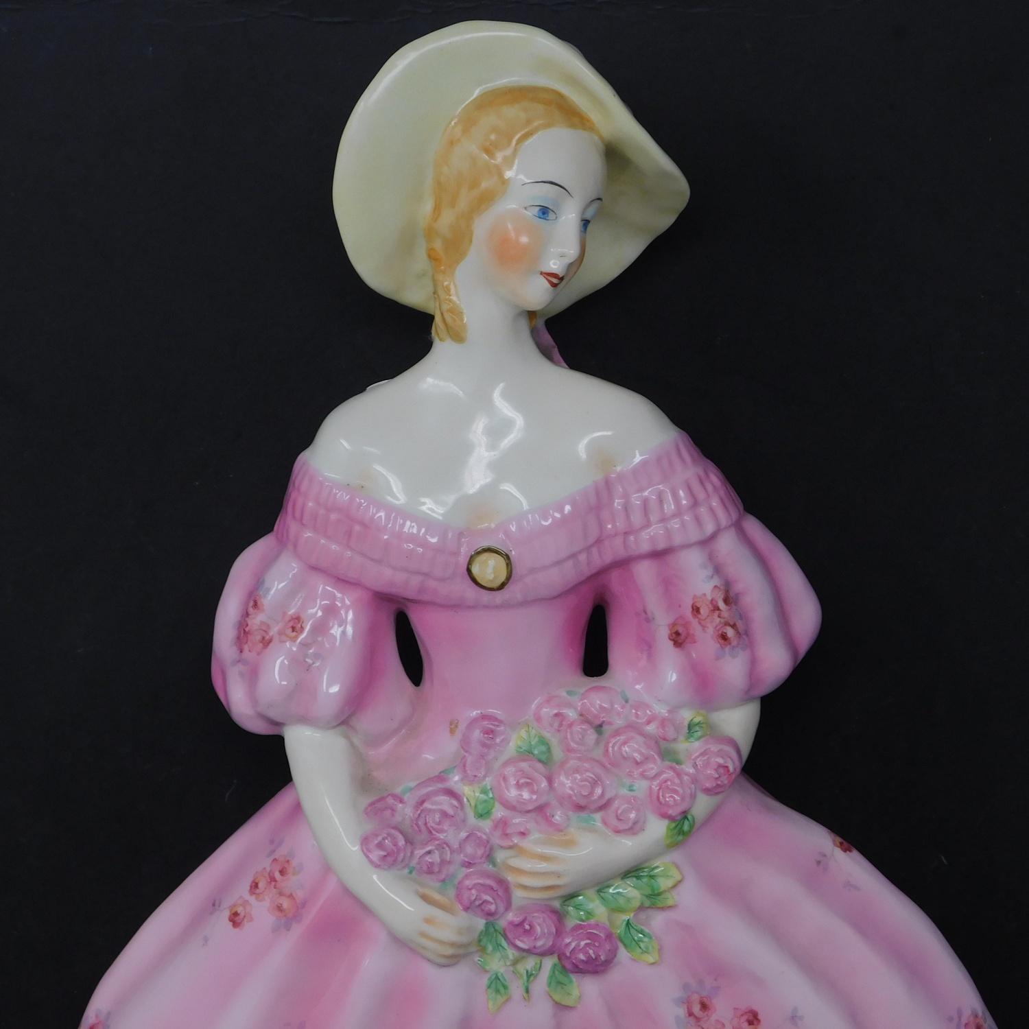 A Catherine Barjansky ceramic model of a lady with a bouquet of flowers, for Boch Frères Keramis, - Image 2 of 8