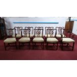 A set of 10 Chippendale style mahogany dining chairs to include 2 carvers, by Frank Hudson & sons