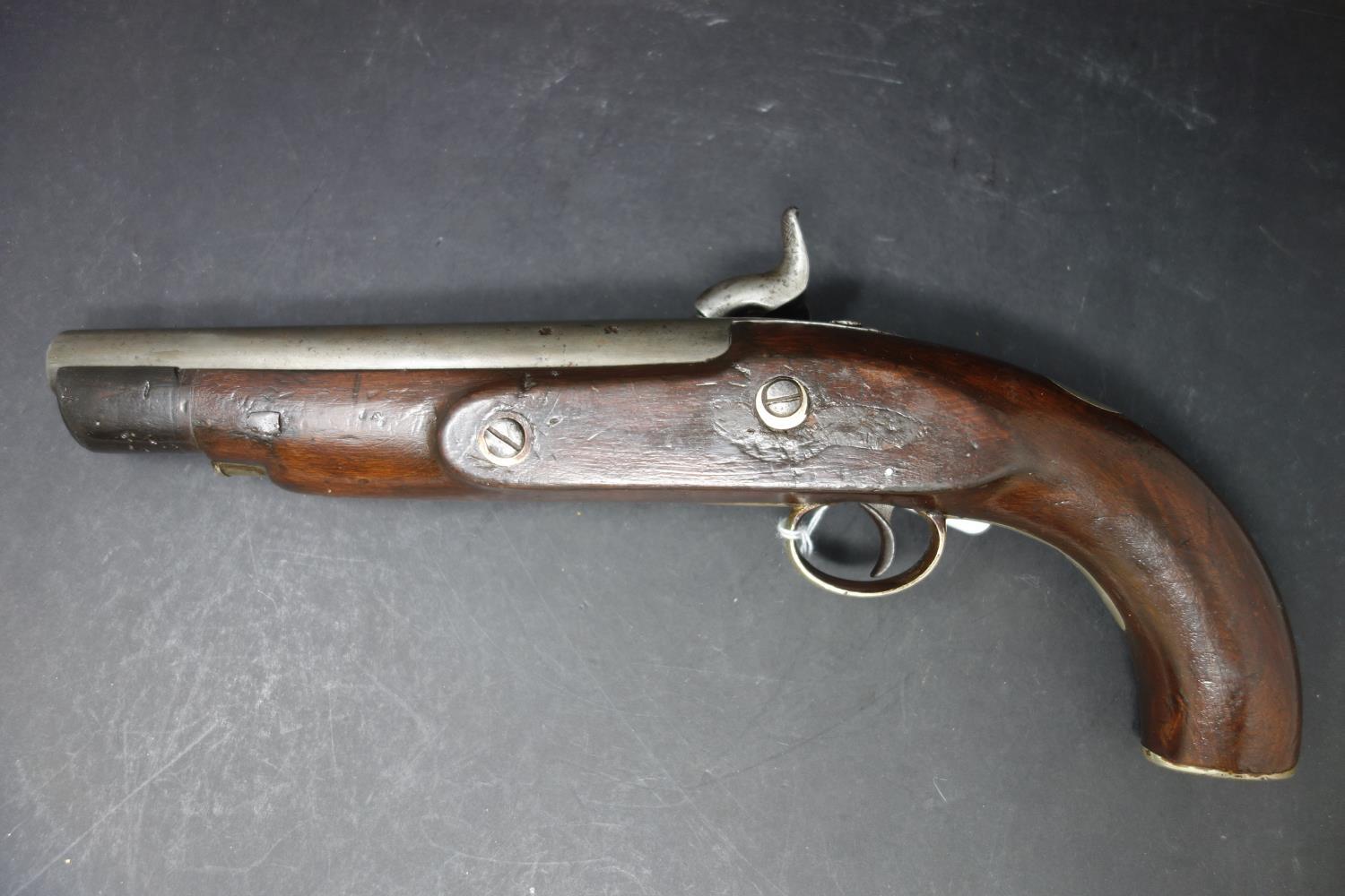 An antique George Gibbs flint lock mahogany gun - Image 3 of 10