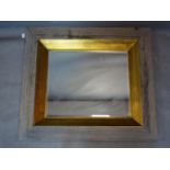 A contemporary part gilt painted mirror, with bevelled plate, 84 x 94cm