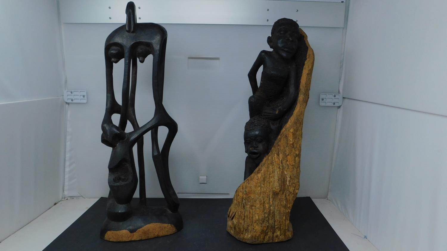 Two hardwood Makonda tribal carvings H.50 W.18cm