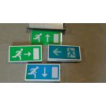 Five light up fire escape signs