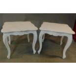 A pair of painted French style occasional or bedside tables. H.51 W.53 D.53cm