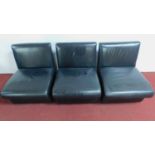 Three black leather easy chairs H.68 W.59 D.66cm